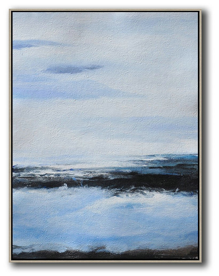 Extra Large Acrylic Painting On Canvas,Oversized Abstract Landscape Painting,Artwork For Sale,Grey,Blue,White,Black.etc